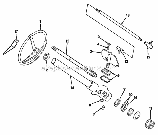 Steering Gear & Connections Diagram and Parts List for 2050048U Cub Cadet Lawn Tractor